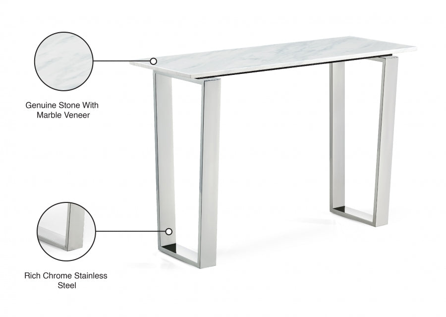 Carlton Chrome Chrome Console Table from Meridian - Luna Furniture