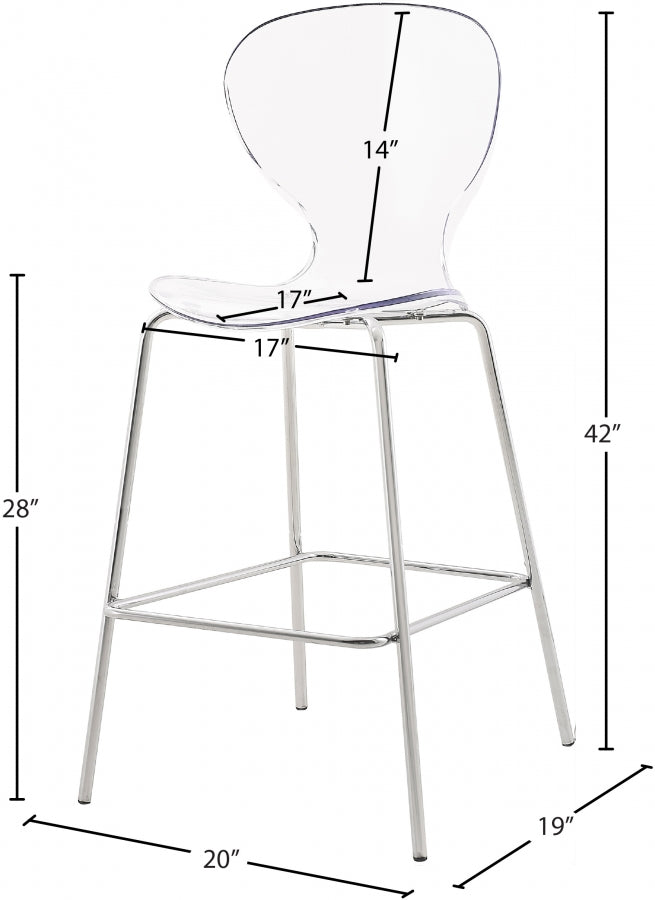 Clarion Chrome Counter Stool, Set of 2 from Meridian - Luna Furniture