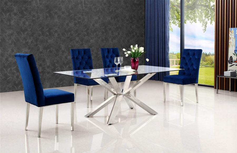 Juno Chrome Chrome Dining Table from Meridian - Luna Furniture