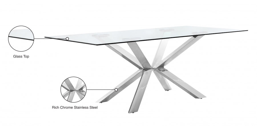 Juno Chrome Chrome Dining Table from Meridian - Luna Furniture