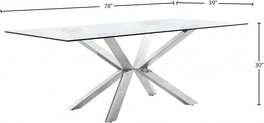 Juno Chrome Chrome Dining Table from Meridian - Luna Furniture