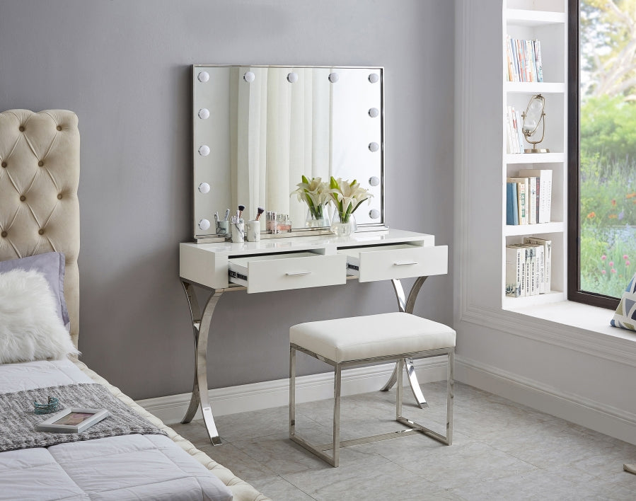 Monroe Chrome Vanity | Desk | Console Table from Meridian - Luna Furniture