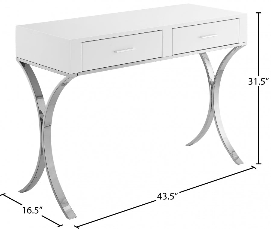 Monroe Chrome Vanity | Desk | Console Table from Meridian - Luna Furniture