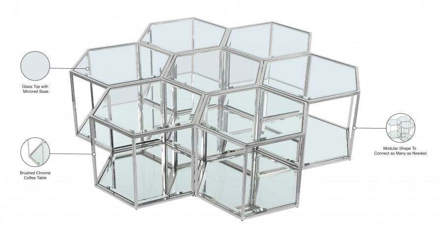 Sei Chrome Modular 7-Piece Coffee Table from Meridian - Luna Furniture