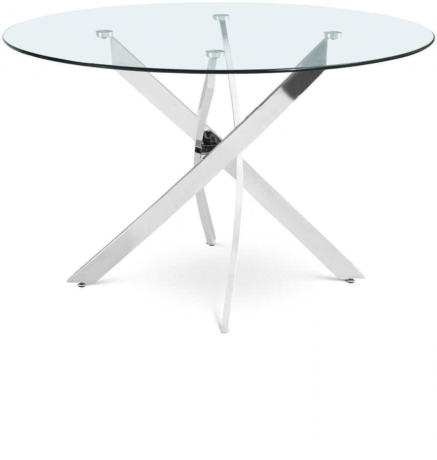 Xander Chrome Round 48" Dining Table from Meridian - Luna Furniture