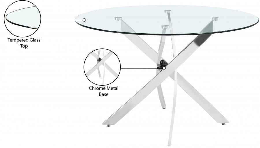 Xander Chrome Round 48" Dining Table from Meridian - Luna Furniture