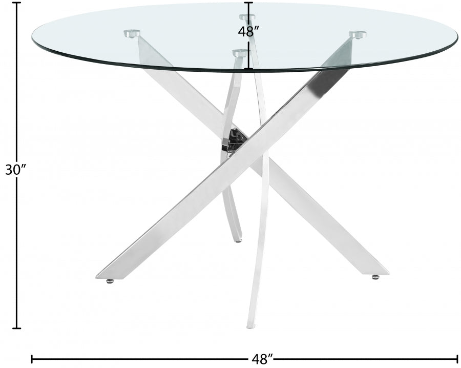 Xander Chrome Round 48" Dining Table from Meridian - Luna Furniture