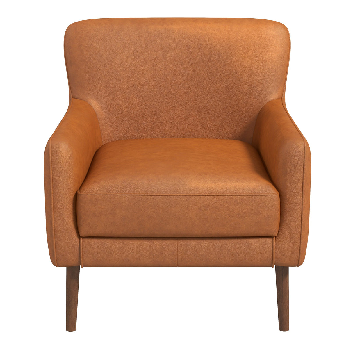 Claire Mid-Century Modern Genuine Leather Lounge Chair in Tan - AFC00254 - Luna Furniture