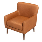 Claire Mid-Century Modern Genuine Leather Lounge Chair in Tan - AFC00254 - Luna Furniture