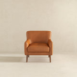 Claire Mid-Century Modern Genuine Leather Lounge Chair in Tan - AFC00254 - Luna Furniture