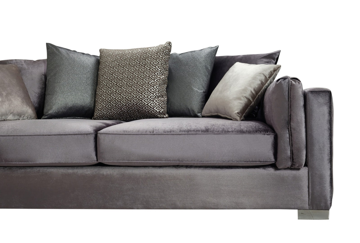 Clara Gray Velvet Sofa & Loveseat - CLARAGRAY-SL - Luna Furniture