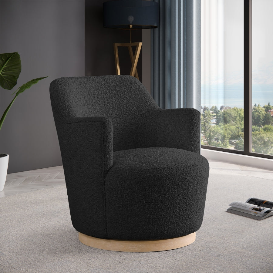 Clarita Boucle Fabric Swivel Accent Chair Black from Meridian - Luna Furniture