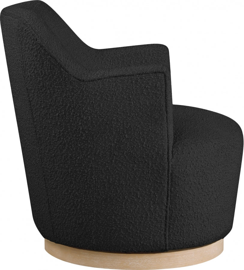 Clarita Boucle Fabric Swivel Accent Chair Black from Meridian - Luna Furniture