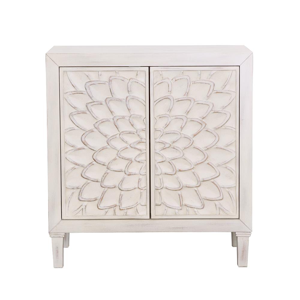 Clarkia White Accent Cabinet with Floral Carved Door from Coaster - Luna Furniture