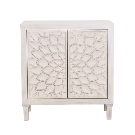 Clarkia White Accent Cabinet with Floral Carved Door from Coaster - Luna Furniture