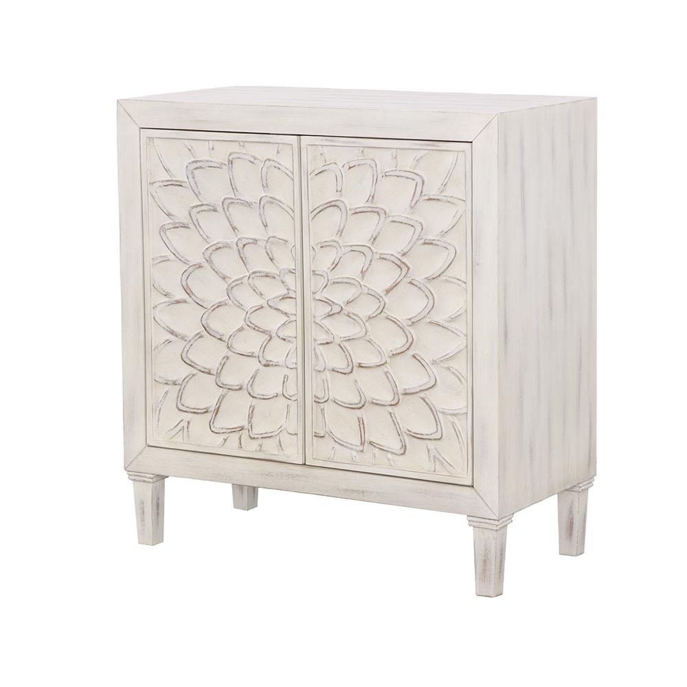 Clarkia White Accent Cabinet with Floral Carved Door from Coaster - Luna Furniture