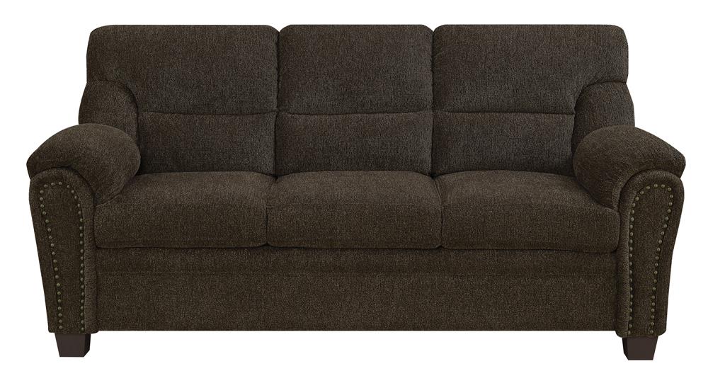 Clemintine Upholstered Sofa with Nailhead Trim Brown - 506571 - Luna Furniture