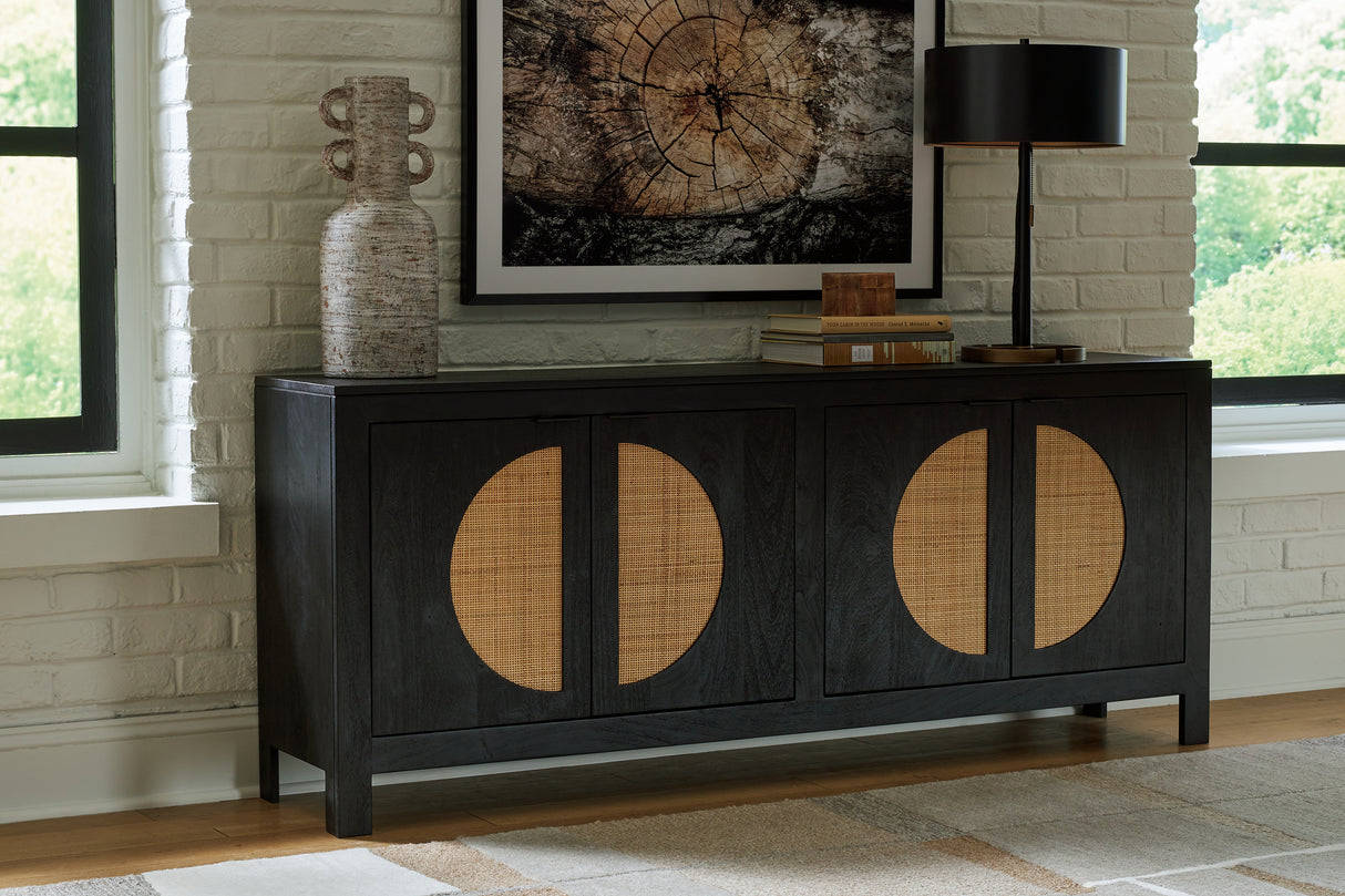 Cliffiings Black/Natural Accent Cabinet from Ashley - Luna Furniture