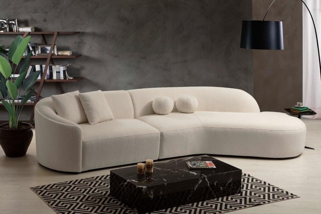 Cloe Ivory Boucle RAF Curved Sectional from Nova Furniture - Luna Furniture