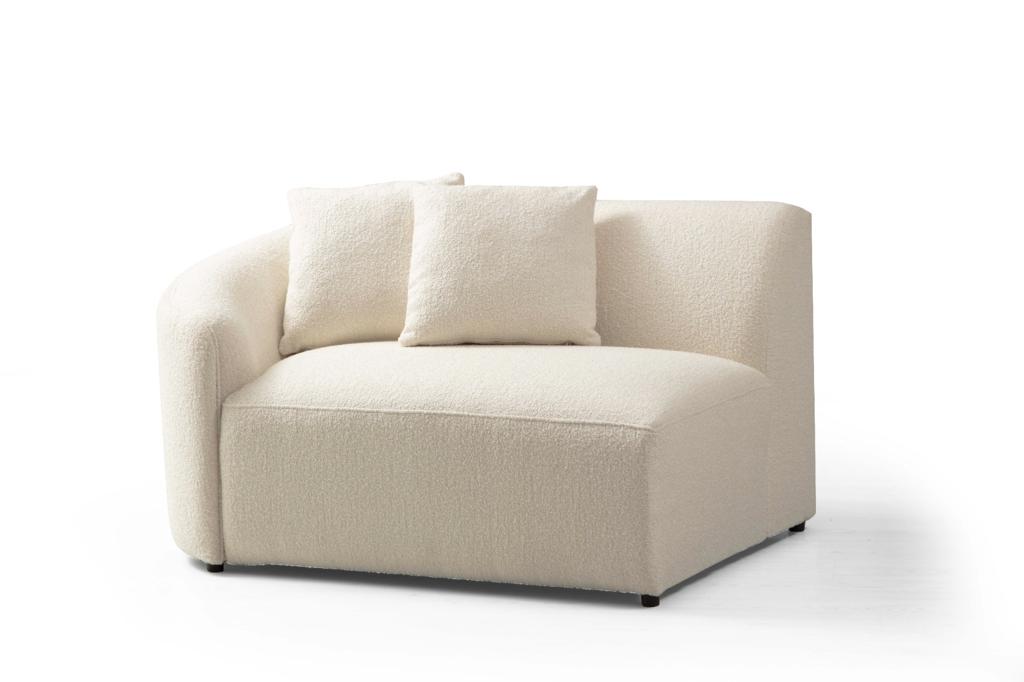 Cloe Ivory Boucle RAF Curved Sectional - CLOEBOUCLE-SECRAF - Luna Furniture