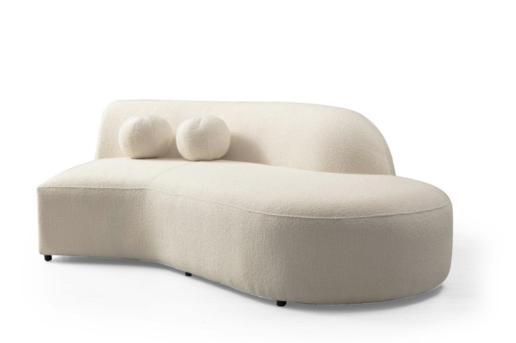 Cloe Ivory Boucle RAF Curved Sectional - CLOEBOUCLE-SECRAF - Luna Furniture