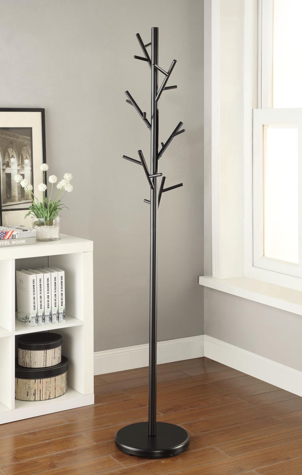 Clover Black 18-Hook Coat Rack from Coaster - Luna Furniture