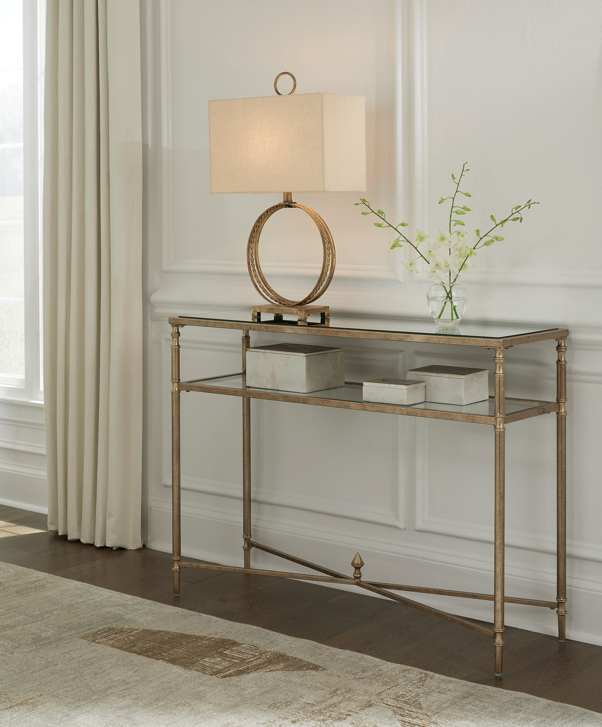 Cloverty Aged Gold Finish Sofa Table from Ashley - Luna Furniture