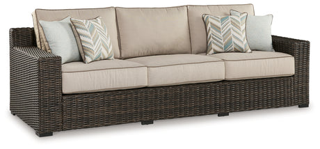 Coastline Bay Brown Outdoor Sofa with Cushion from Ashley - Luna Furniture