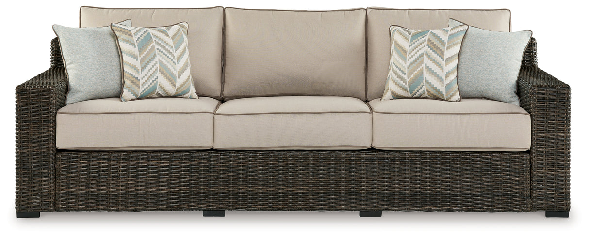 Coastline Bay Brown Outdoor Sofa with Cushion from Ashley - Luna Furniture