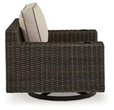 Coastline Bay Brown Outdoor Swivel Lounge with Cushion from Ashley - Luna Furniture