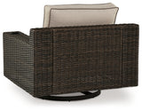 Coastline Bay Brown Outdoor Swivel Lounge with Cushion from Ashley - Luna Furniture