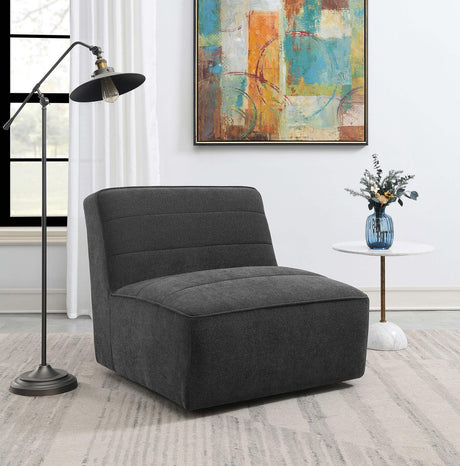 Cobie Upholstered Swivel Armless Chair Dark Charcoal - 905713 - Luna Furniture