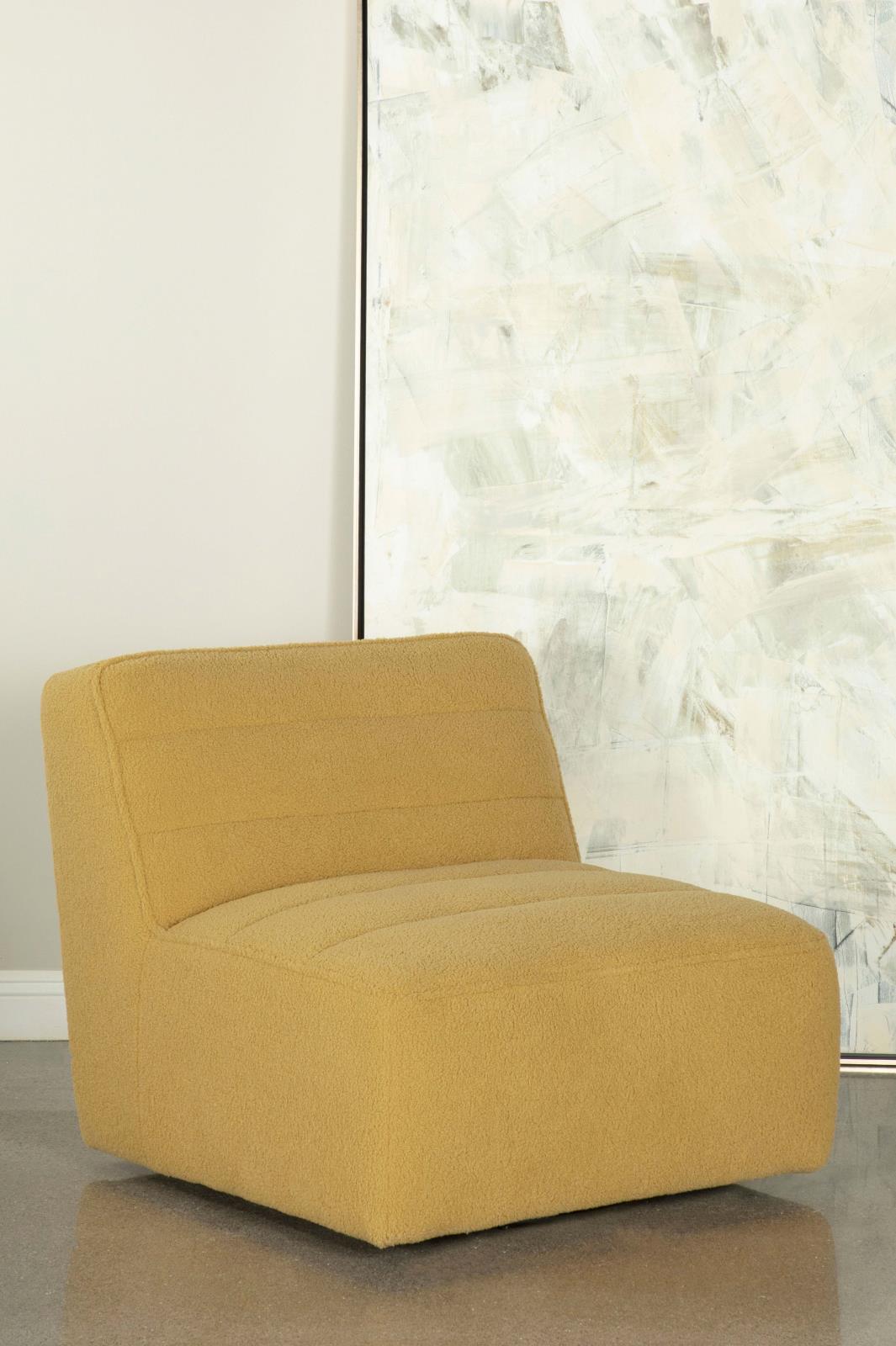 Cobie Upholstered Swivel Armless Chair Mustard - 905724 - Luna Furniture