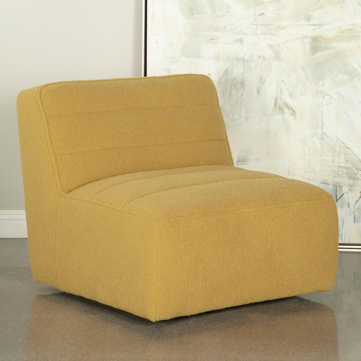 Cobie Upholstered Swivel Armless Chair Mustard - 905724 - Luna Furniture