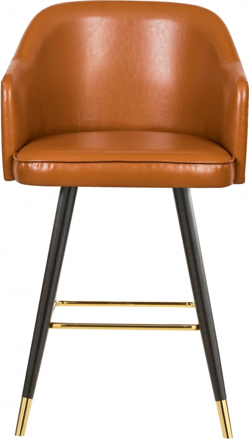 Barbosa Cognac Faux Leather Bar | Counter Stool, Set of 2 from Meridian - Luna Furniture