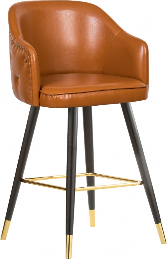 Barbosa Cognac Faux Leather Bar | Counter Stool, Set of 2 from Meridian - Luna Furniture