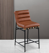 Burke Cognac Faux Leather Counter Stool from Meridian - Luna Furniture