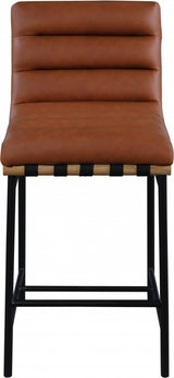 Burke Cognac Faux Leather Counter Stool from Meridian - Luna Furniture