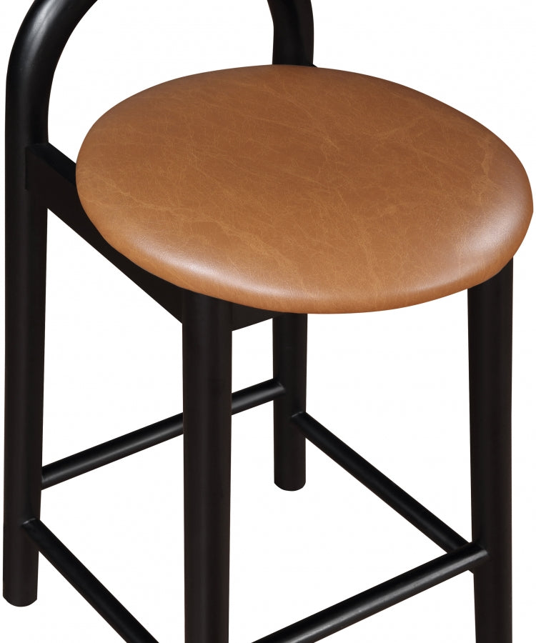 Cognac Calvin Faux Leather Counter Stool from Meridian - Luna Furniture