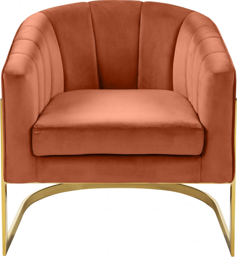 Carter Cognac Velvet Accent Chair from Meridian - Luna Furniture