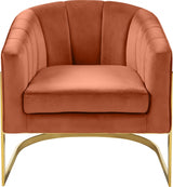 Carter Cognac Velvet Accent Chair from Meridian - Luna Furniture