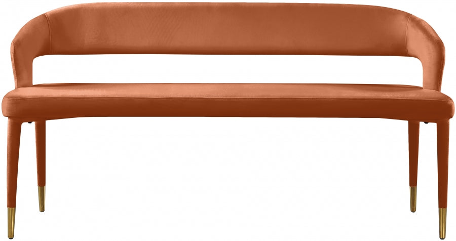 Destiny Cognac Velvet Bench from Meridian - Luna Furniture