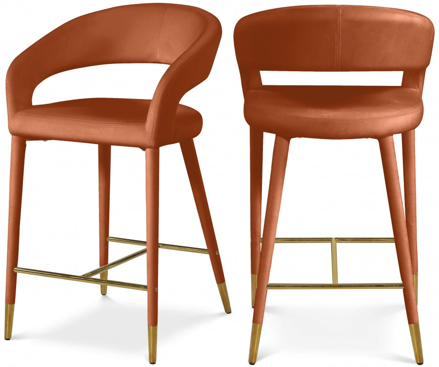 Destiny Cognac Velvet Stool from Meridian - Luna Furniture