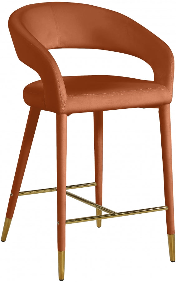 Destiny Cognac Velvet Stool from Meridian - Luna Furniture