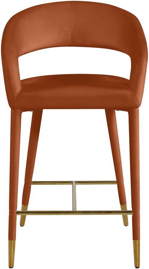 Destiny Cognac Velvet Stool from Meridian - Luna Furniture