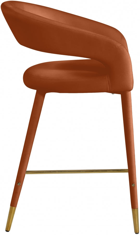 Destiny Cognac Velvet Stool from Meridian - Luna Furniture