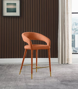 Destiny Cognac Velvet Stool from Meridian - Luna Furniture