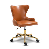 Hendrix Cognac Faux Leather Office Chair from Meridian - Luna Furniture