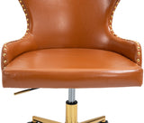 Hendrix Cognac Faux Leather Office Chair from Meridian - Luna Furniture