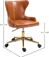 Hendrix Cognac Faux Leather Office Chair from Meridian - Luna Furniture